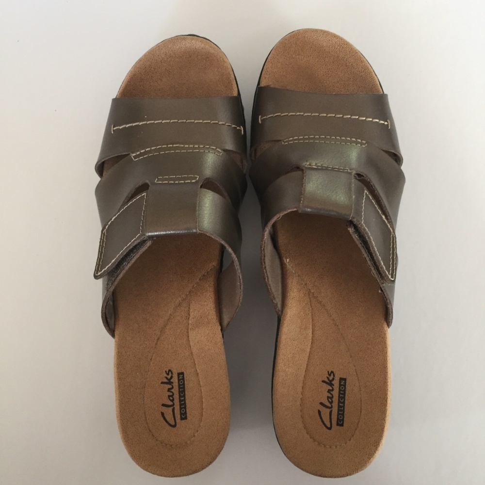 Clarks Collection Ladies Bronze 8.5 Slip-on Sandel